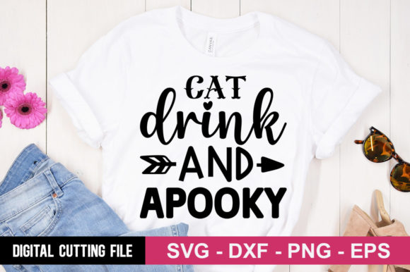 Cat Drink and Be Apooky SVG: A Spooky Fun Design