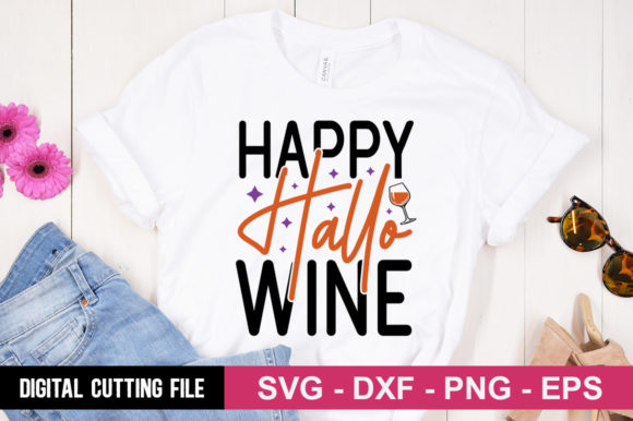 Happy Hallo-wine SVG: A Spooky-Chic Graphic for T-Shirt Designs