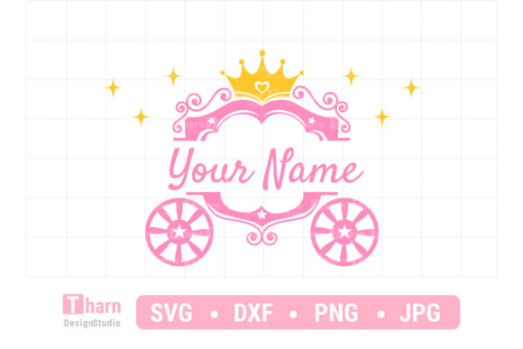 Princess Carriage with Crown Split Name